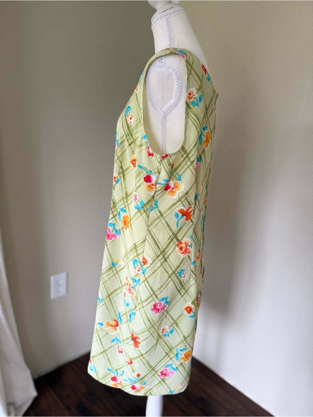 Vintage Floral Dress Kathi Lee Collection Green Orange Pink Blue Blooms Size 12 - Picture 4 of 6